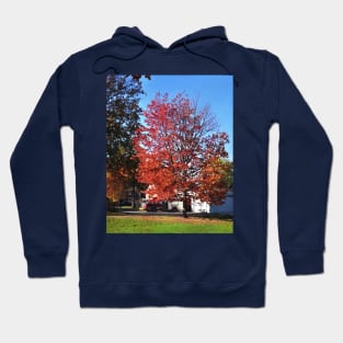 Fire Engine by Fire Station in Autumn Hoodie